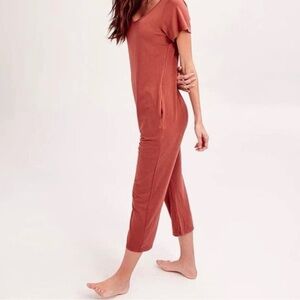 SMASH + TESS Short Sleeve Thursday Romper in Terracotta/Rust | Small | Bamboo
